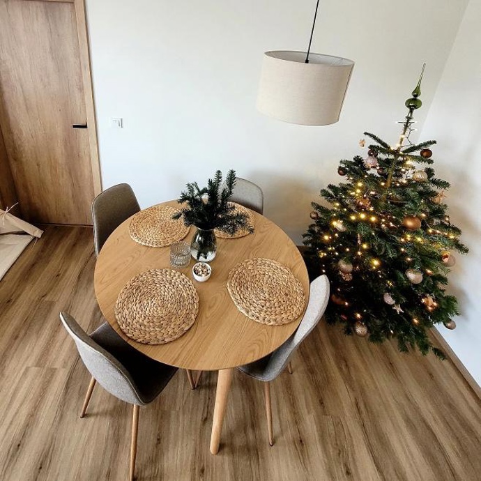 Zrekonstruovanému bytu dominuje dřevěný dekor v podobě dubu a světlé, vzdušné barvy. Je vybaven moderně a zároveň účelně. Dominantou je vestavná skříň na chodbě s dubovými dveřmi a tapeta zobrazující les v mlze v ložnici.
Zrekonstruovanému bytu dominuje dřevěný dekor v podobě dubu a světlé, vzdušné barvy. Je vybaven moderně a zároveň účelně. Dominantou je vestavná skříň na chodbě s dubovými dveřmi a tapeta zobrazující les v mlze v ložnici.
