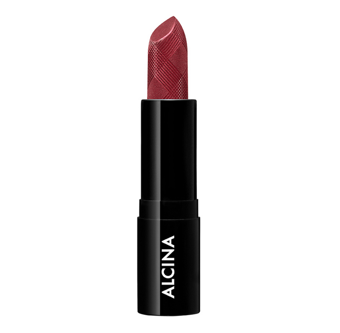 Vysoce krycí rtěnka Lipstick metallic rose, 550 Kč. K zakoupení v salonech spolupracujících se značkou ALCINA.
