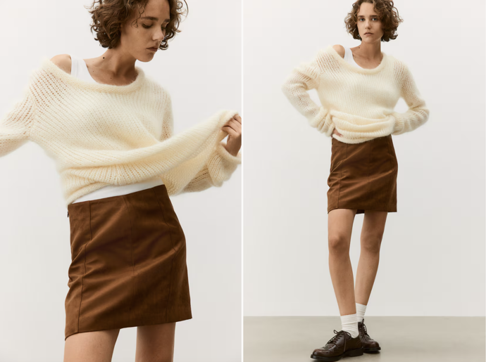 Svetr z mohérové směsi, krémová, H&M, 1 199 Kč
