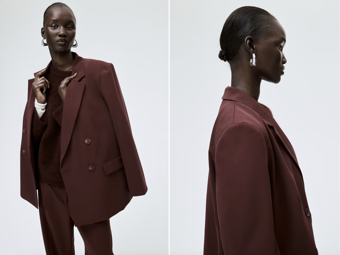 Dvouřadové sako, vínová a další barvy, H&M, 839 Kč
