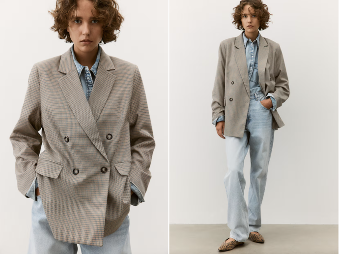 Dvouřadové sako, světle béžová kostka, H&M, 839 Kč

 
