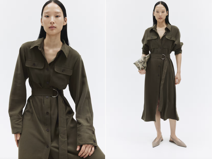 Košilové šaty s páskem, tmavě zelená khaki, H&M, 959 Kč

 
