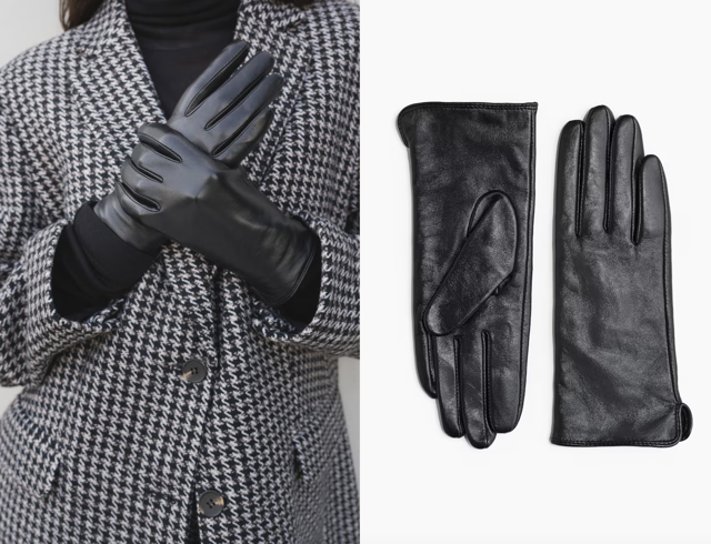 Kožené rukavice, černé, H&M, 599 Kč
