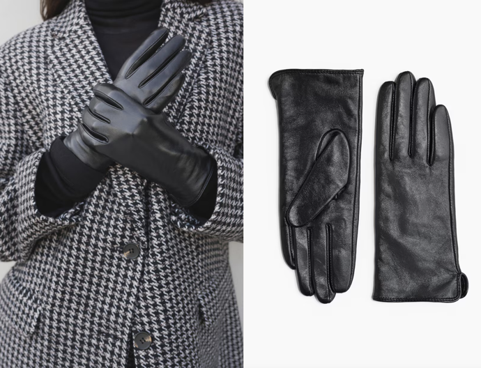 Kožené rukavice, černé, H&M, 599 Kč
