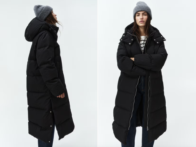 Vodoodpudivý péřový kabát, černý, H&M, 4 299 Kč
