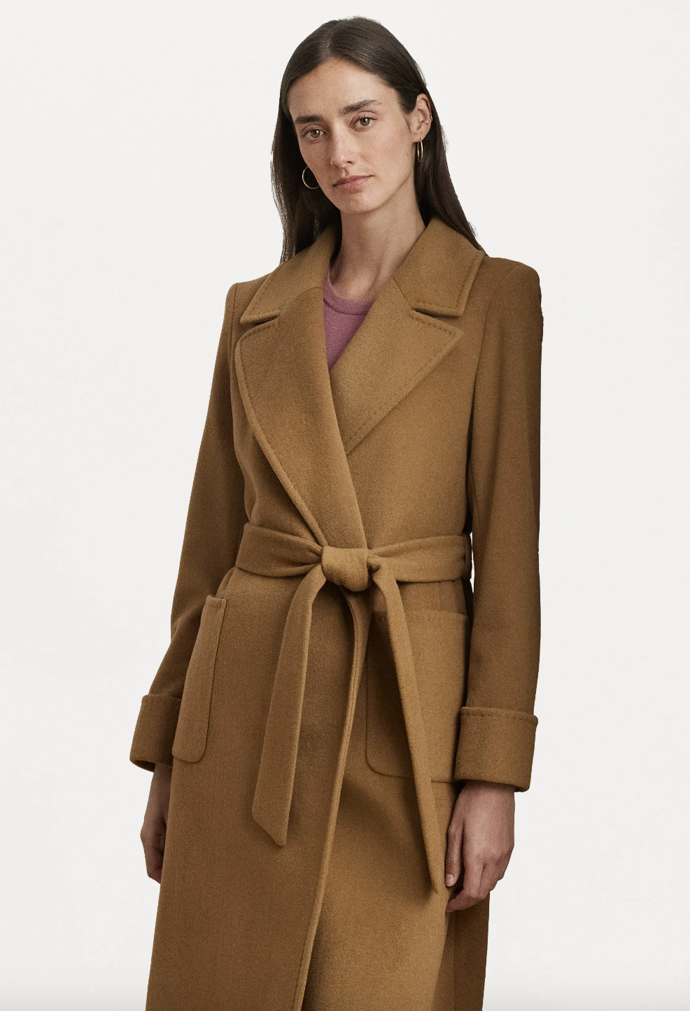 Oboustranný vlněný zavinovací kabát, klasický zimní kabát - honey tan, Lauren Ralph Lauren - Zalando, 7 998 Kč
