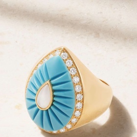 Prsten Bond Street 18-karat gold multi-stone pinky ring, L'Atelier Nawbar, 2270 eur
