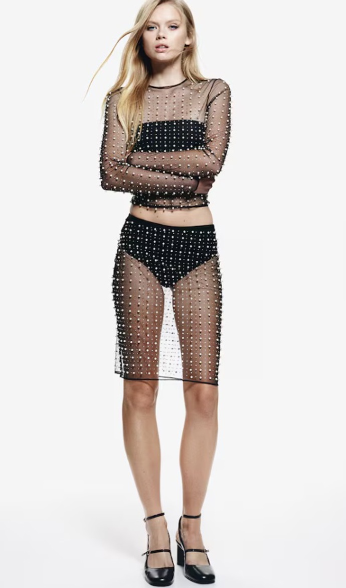 Zdobená průsvitná sukně, H&M, 959 Kč
