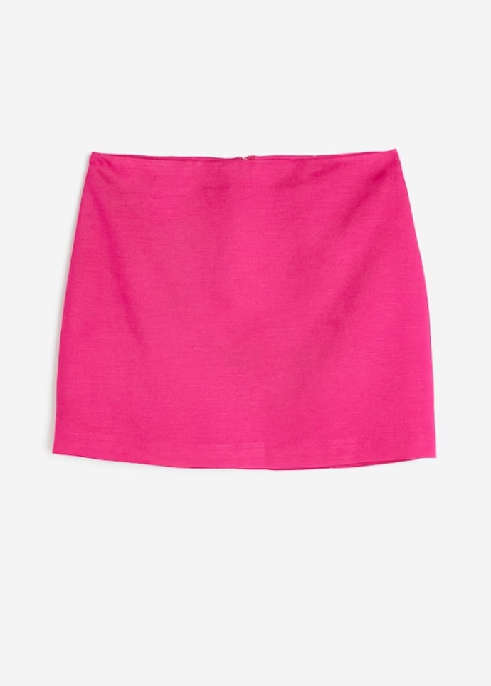 Neonově růžová sukně z lněné směsi, H&M, 599 Kč
