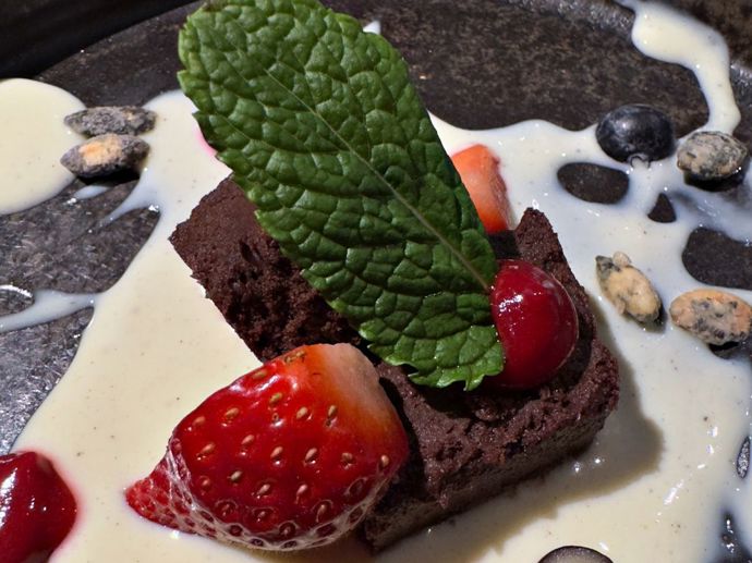 Brownie, které se rozplývá na jazyku v Autentis hotelu v městečku Rasun.
Brownie, které se rozplývá na jazyku v Autentis hotelu v městečku Rasun.