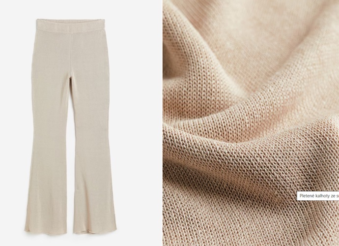 Luxusní pletené kalhoty ze směsi hedvábí, H&M, 2 399 Kč
Luxusní pletené kalhoty ze směsi hedvábí, H&M, 2 399 Kč