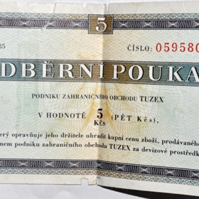 Bony, odběrní poukázka do Tuzexu
