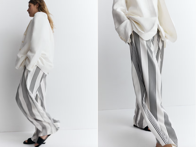 Široké natahovací kalhoty, pruhy, H&M, 839 Kč
