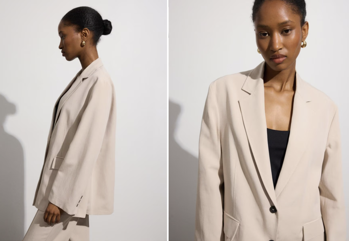 Oversize sako s viskózou a bavlnou, béžová, Reserved, 699 CZK
