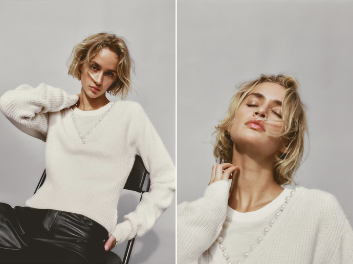 Svetr s korálky, Krémová, H&M, 839 Kč

 
