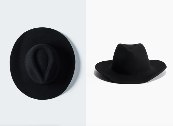 Kovbojský klobouk z plstěné vlny, černá a šedobéžová, H&M, 719 Kč
