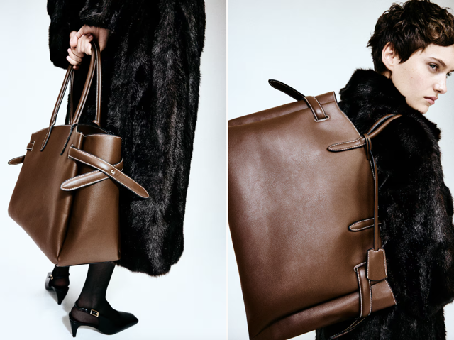 Kabelka tote bag, hnědá, H&M, 959 Kč
