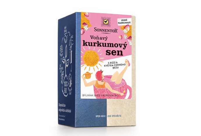 Čaj s kurkuminem, který má silné antioxidační vlastnosti, které chrání buňky před poškozením a zpomalují proces stárnutí. 100 Kč
