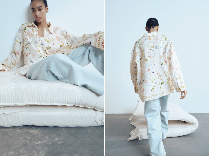 vzorovaná lněná košile, H&M, 959 Kč
