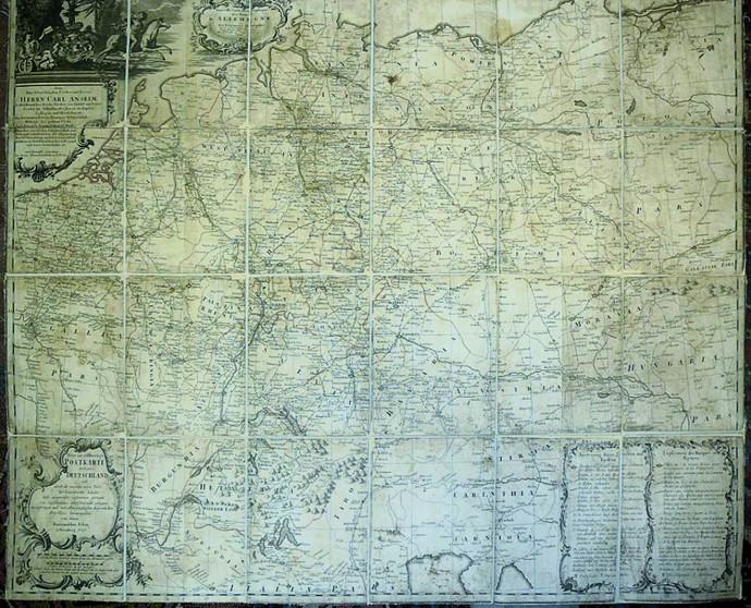 Kopie poštovní mapy z roku 1786
