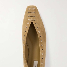 Balerínky Lace-up eyelet-embellished suede ballet flats, Toteme, 520 eur
