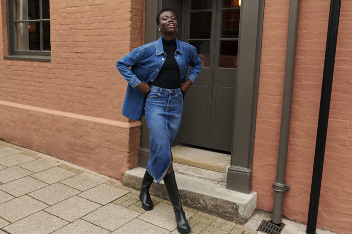Midi sukně z denimu, F&F, 649 Kč
