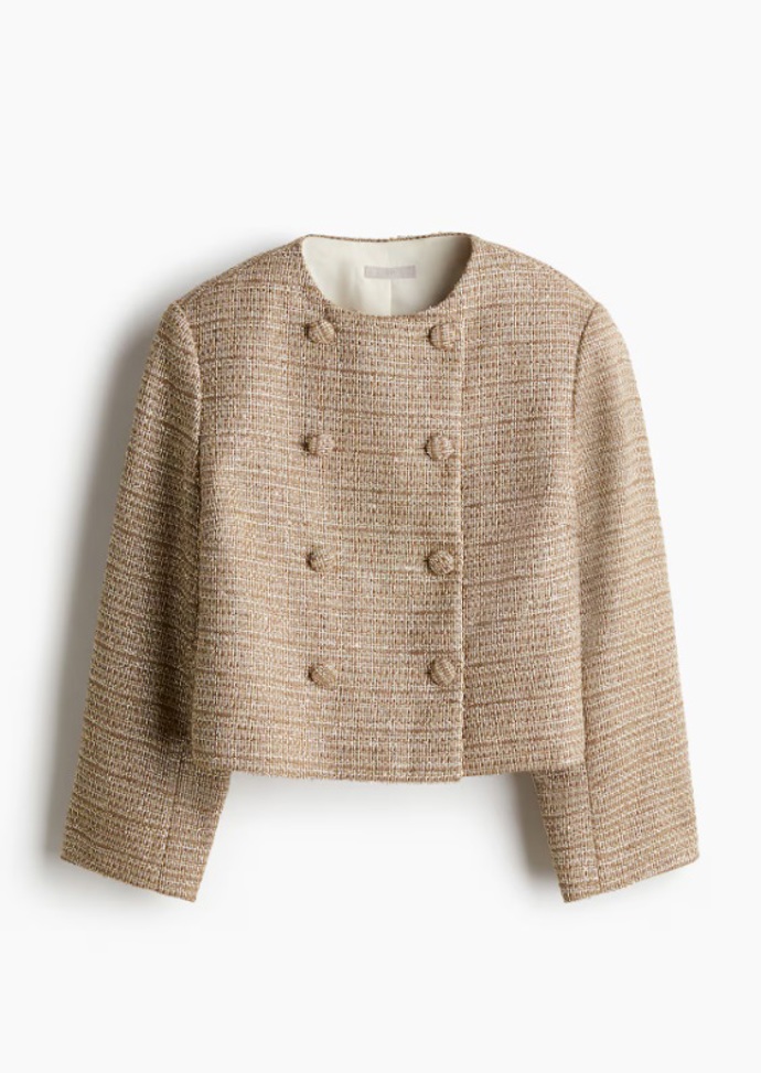 Béžové sako s texturou, H&M, 849 Kč
