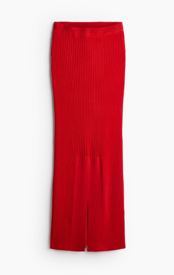 Pouzdrová sukně z žebrovaného úpletu, H&M, 1 459 Kč

