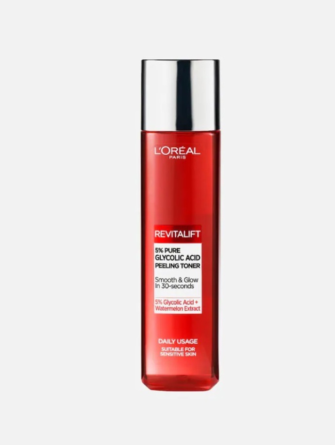 L’Oréal Paris tonikum s kyselinou glykolovou a výtažkem z melounu pro hladkou a rozzářenou pleť, Douglas, 219 Kč 
