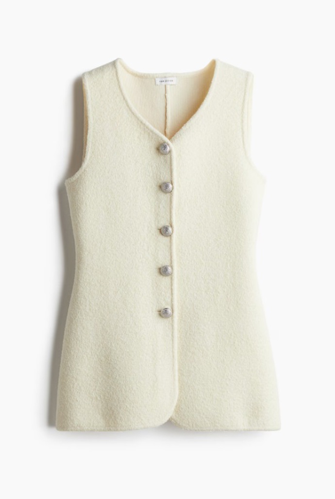 Pletená propínací vesta z vlněné směsi, H&M, 1 459 Kč
