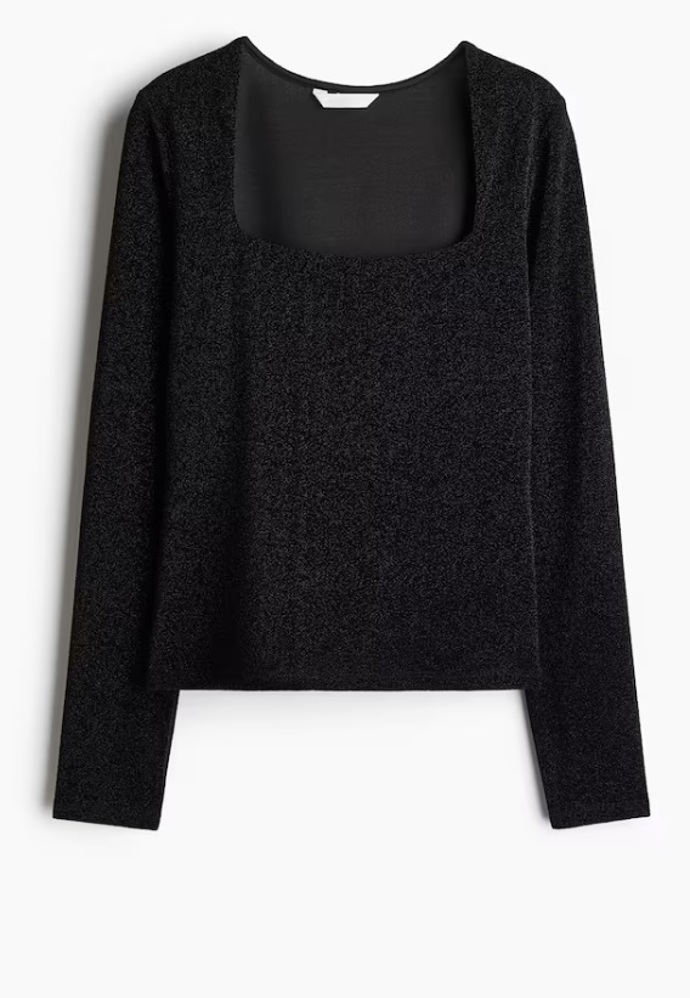 Žerzejový top s dlouhým rukávem, H&M, 189 Kč
