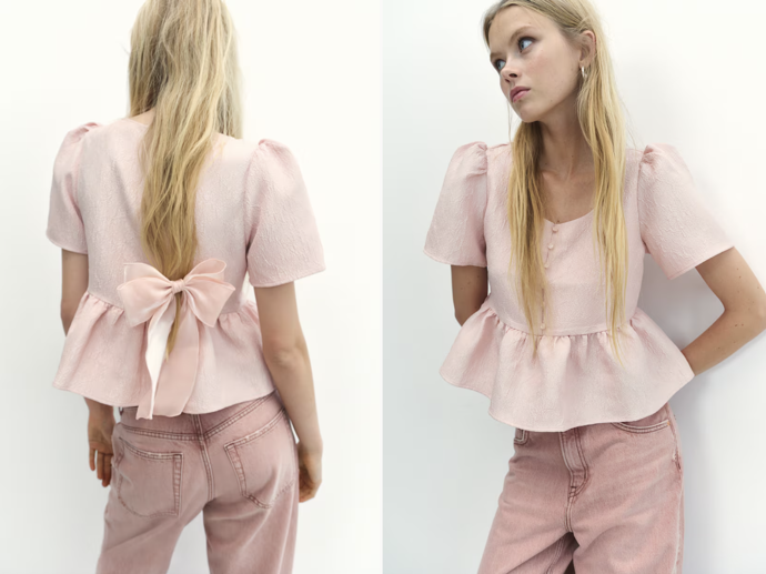 Brokátová halenka s dolním volánem, H&M, 479 Kč
Brokátová halenka s dolním volánem, H&M, 479 Kč