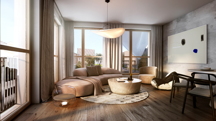 Projekt nabízí 85 moderních bytů s dispozicemi od 1+kk do 4+kk, které reflektují aktuální trendy v městském bydlení. Interiéry kladou důraz na nadčasový design, propojení s exteriérem a kvalitní materiály.
Projekt nabízí 85 moderních bytů s dispozicemi od 1+kk do 4+kk, které reflektují aktuální trendy v městském bydlení. Interiéry kladou důraz na nadčasový design, propojení s exteriérem a kvalitní materiály.