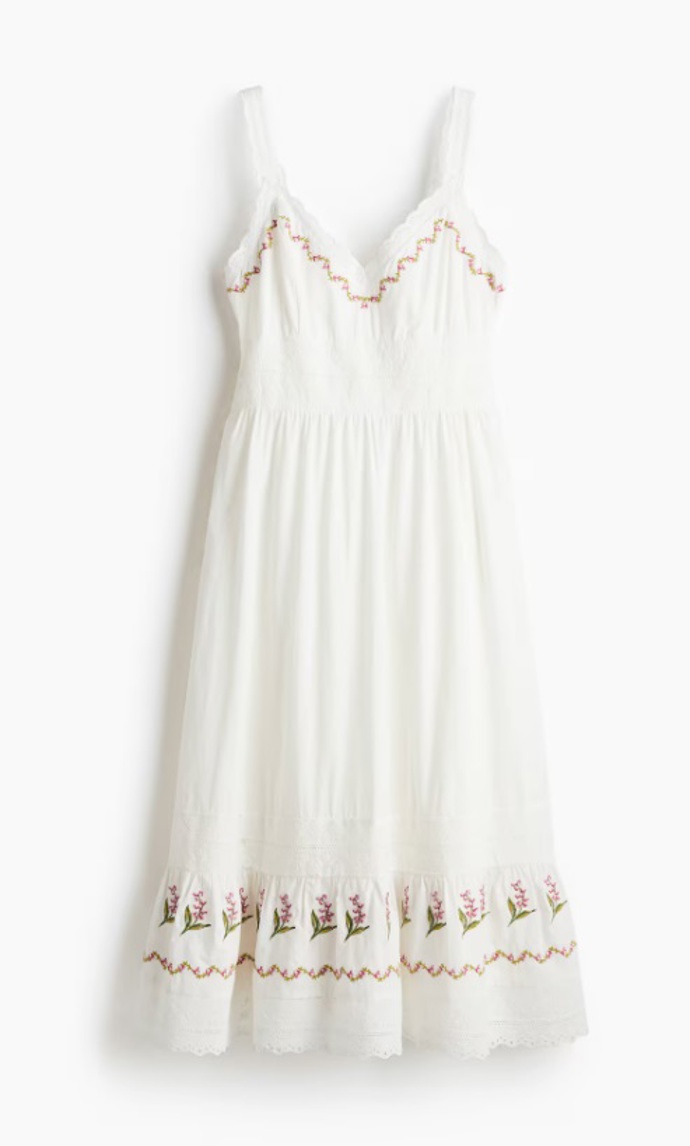 Bavlněné šaty s výšivkou, H&M, 1 199 Kč
