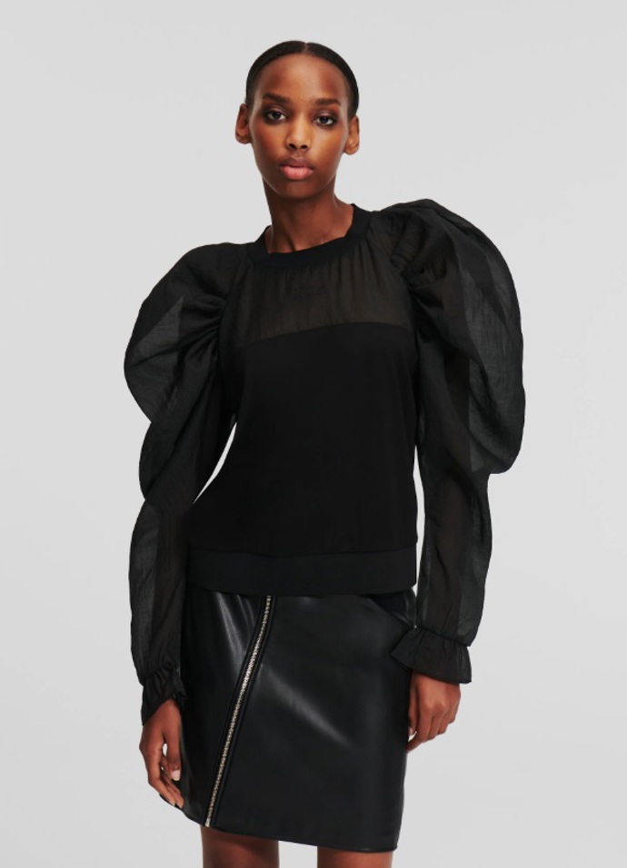 Blůza s balonovými rukávy, KARL LAGERFELD, 2 725 Kč
