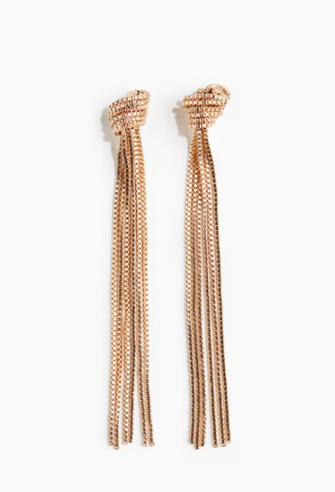 Střapcové náušnice z řetízku venezia, H&M, 309 Kč
