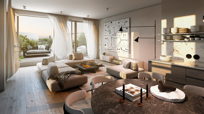 Projekt nabízí 85 moderních bytů s dispozicemi od 1+kk do 4+kk, které reflektují aktuální trendy v městském bydlení. Interiéry kladou důraz na nadčasový design, propojení s exteriérem a kvalitní materiály.
Projekt nabízí 85 moderních bytů s dispozicemi od 1+kk do 4+kk, které reflektují aktuální trendy v městském bydlení. Interiéry kladou důraz na nadčasový design, propojení s exteriérem a kvalitní materiály.