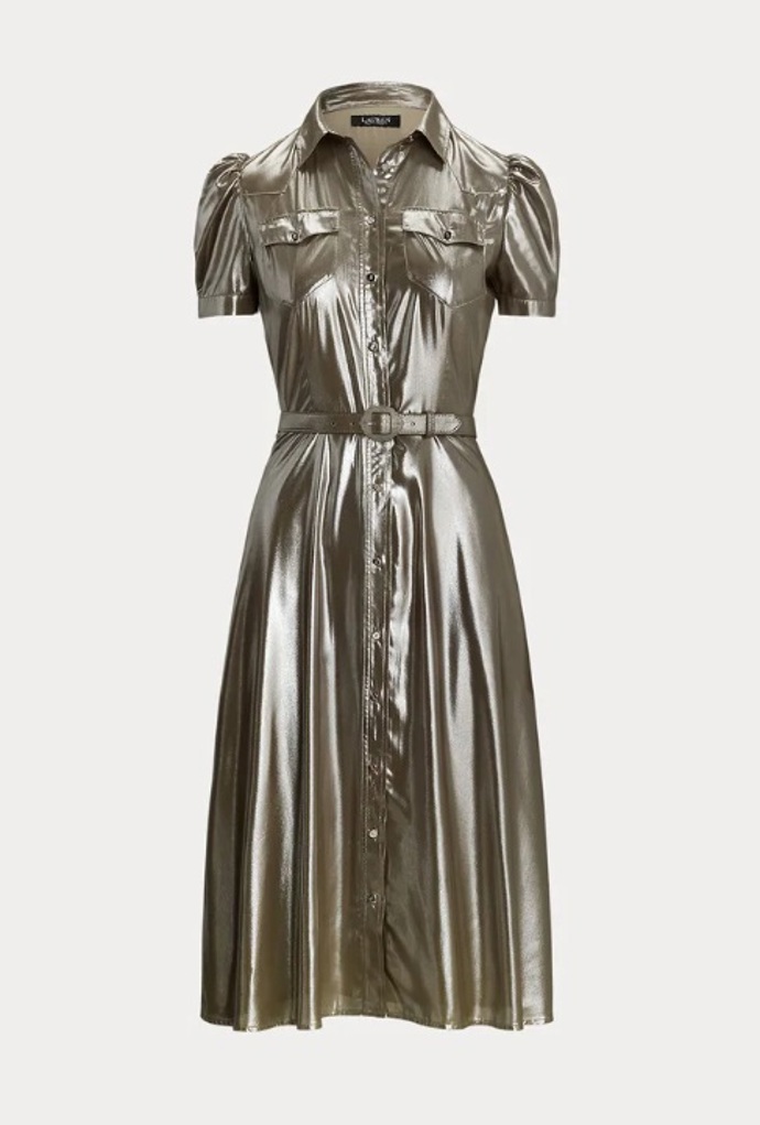 Bronzové šaty s knoflíky,  Ralph Lauren, 5 436 Kč
