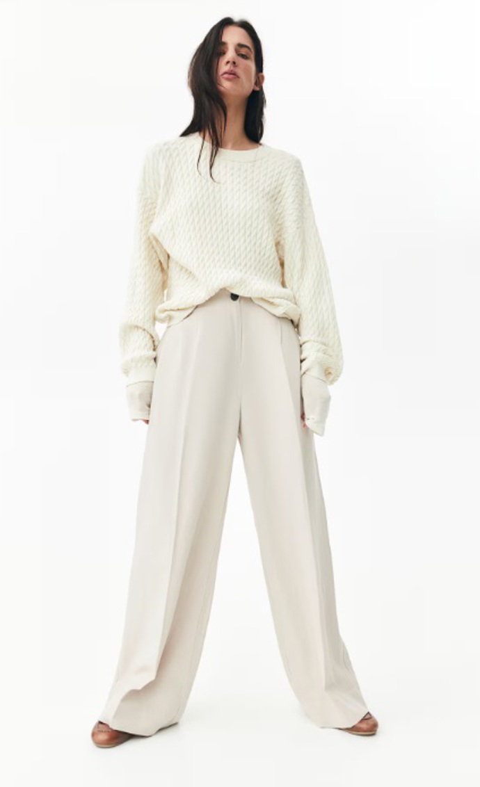 Široké kalhoty z lněné směsi, H&M, 839 Kč
