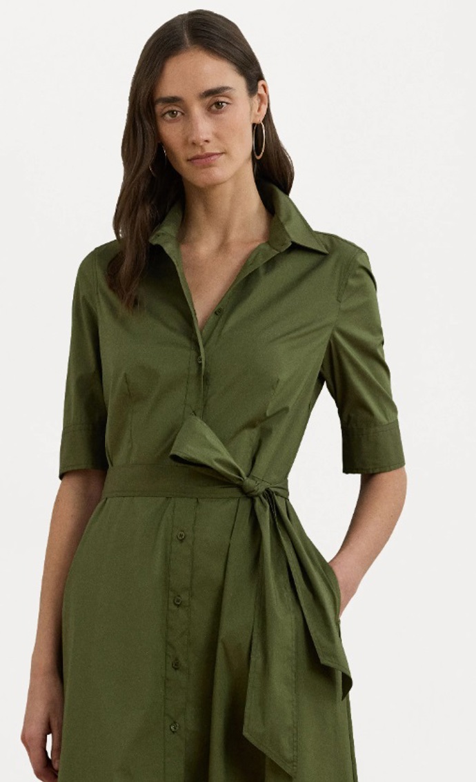 Khaki šaty s mašlí, Ralph Lauren, 6 600 Kč
