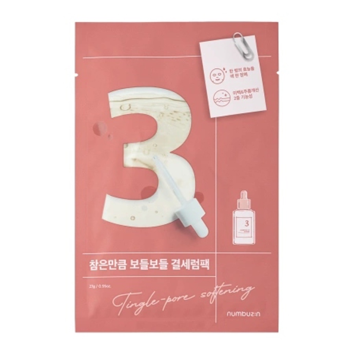 No.3 - Tingle-Pore Softening Sheet Mask - Textilní maska minimalizující rozšířené, Numbuzin, 95 Kč
