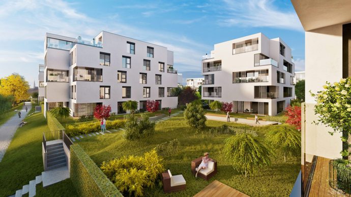 Ambiciózní projekt přináší moderní a elegantní bydlení na poloostrově mezi řekou Moravou a Mlýnským potokem v samém srdci Olomouce, ale zároveň obklopeni zelení. Při realizaci bytů kladli architekti důraz na komfort, design a spojení s přírodou. 
