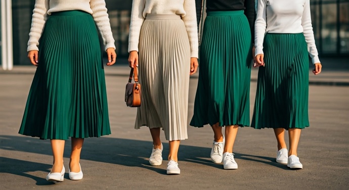 Dlouhé plisované sukně patří v současné době mezi nejoblíbenější. Jsou elegantní, praktické, pohodlné a sluší ženám bez ohledu na věk. 
