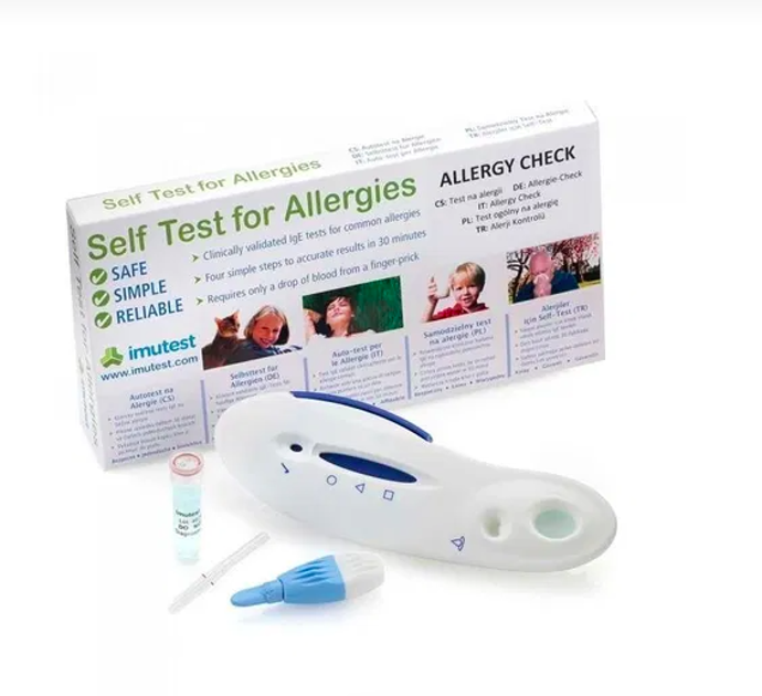 Imutest Allergy Check obecný test na alergie, 594 Kč

Test Imutest Allergy Check dokáže spolehlivě rozpoznat, zda jsou alergické příznaky typu kýchání, rýma, svědění a zarudnutí očí, dušnost, kašel, kopřivka a další skutečnou alergickou reakcí. Detekuje hladinu alergických protilátek nebo IgE v krvi. Test je určený k domácí diagnostice a jeho použití je přitom snadné. Provádí se odběrem kapky krve z konečku prstu a výsledek se dozvíte za 20-30 minut. Test Imutest Allergy Check zaručeně rozpozná citlivost na určitý alergen.
