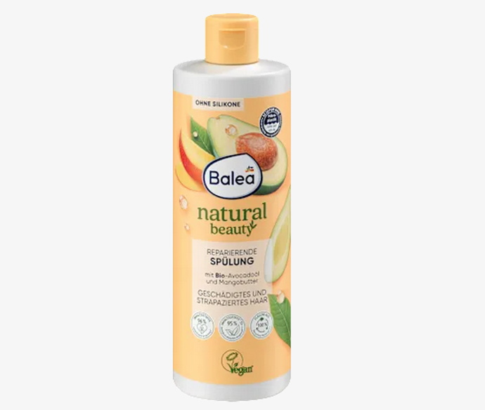 Balea natural beauty balzám na vlasy s bio avokádovým olejem a mangovým máslem poskytuje poškozeným a lámavým vlasům intenzivní péči, aniž by je zatěžoval. Vlasy zanechá hebké a zlepšuje jejich rozčesávání. Složení je pH pro pokožku neutrální, bez silikonů. 50 Kč
