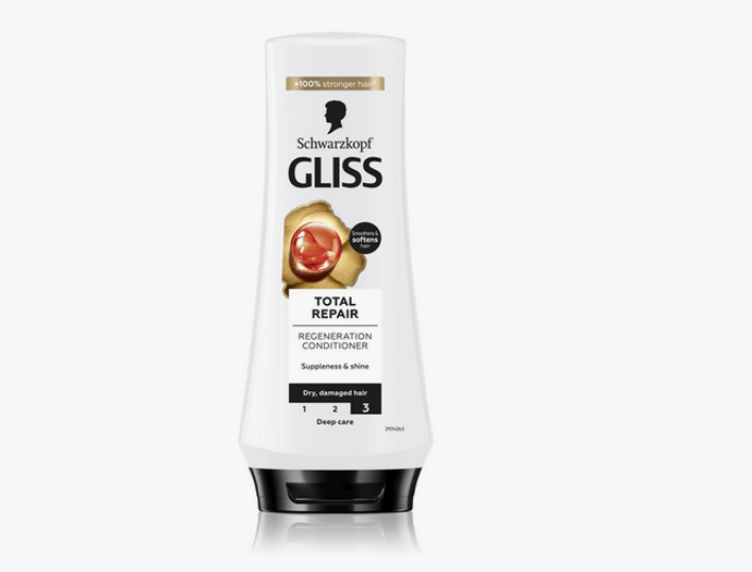 Regenerační kondicionér Schwarzkopf Gliss Total Repair obohacený o hydrolyzovaný keratin a květinový nektar dodá vlasům potřebnou regeneraci, usnadní jejich rozčesávání a ochrání vlasová vlákna. 95 Kč
