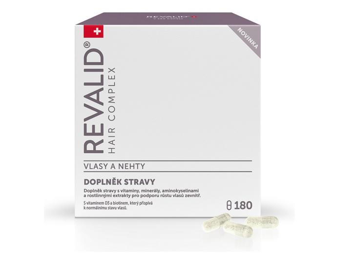 evalid Hair Complex je doplněk stravy obsahující vitaminy, minerály, aminokyseliny a rostlinné extrakty. Nová receptura Revalid Hair Complex se skládá z vitamínů B1, B5, B6, D3, minerálů, jako je zinek, měď nebo železo a bylinných extraktů. Obsahuje aminokyseliny DL-methionin a L-cystin, které se podílí na tvorbě keratinu, základní stavební látky vlasů a nehtů. Výtažky z prosa, pšeničných klíčků a kvasnic jsou bohatým zdrojem vitamínů a minerálů. Zinek a biotin přispívají k udržení normálního stavu vlasů, zinek přispívá k udržení normálního stavu nehtů. 989 Kč
