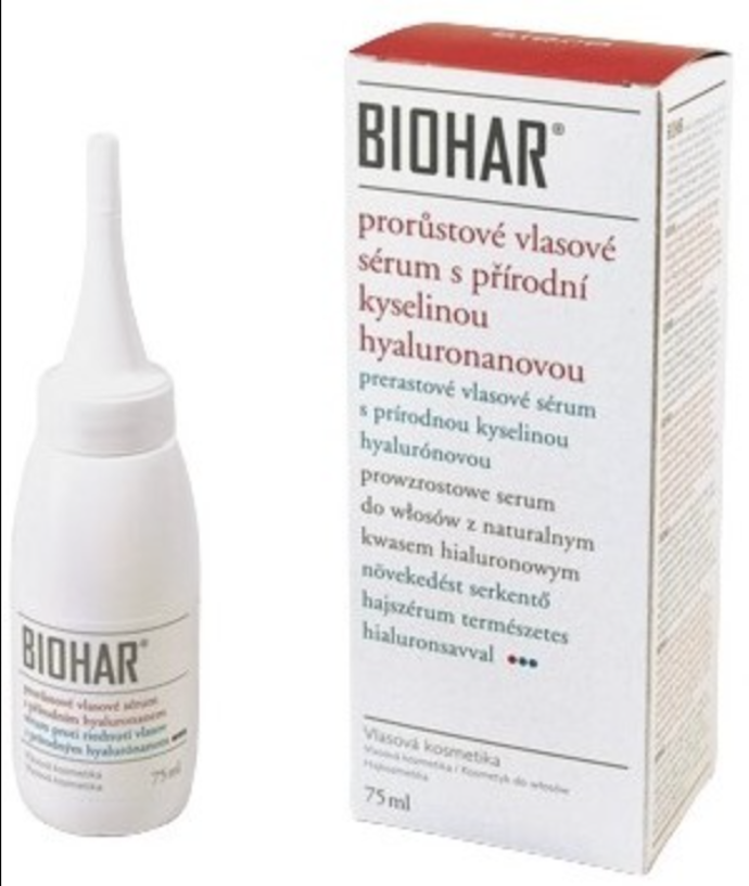 BIOHAR vlasové prorůstové sérum

Vlasové prorůstové sérum vyvinuté na základě objevu přírodních polypeptidů je určeno pro podporu růstu vlasů, zlepšení jejich kvality, pevnosti a pružnosti. Obsahuje komplex přírodního hyaluronanu v kombinaci s prorůstovými polypeptidy a vitamíny. Díky své vysoké kožní snášenlivosti a absenci vedlejších negativních účinků je vhodný pro každodenní použití.

Obsahuje prorůstové polypeptidy, které podporují růst nových vlasů. Pomáhá zlepšovat pevnost a pružnost vlasů. Bez známých vedlejších negativních účinků, vhodné pro každodenní použití.

Dostupnost: Benu, 129 Kč
