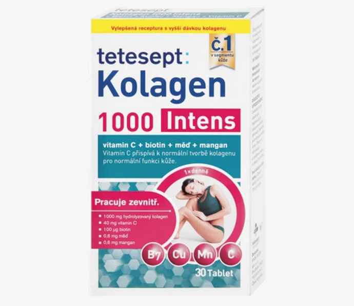 tablety Kolagen s obsahem vitamínu C, biotinem, mědí, kolagenem a manganem je doplněk stravy, který vám zajistí hladkou a krásnou pleť. 289 Kč
tablety Kolagen s obsahem vitamínu C, biotinem, mědí, kolagenem a manganem je doplněk stravy, který vám zajistí hladkou a krásnou pleť. 289 Kč