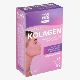 Maxi Vita Beauty Mořský kolagen obsahuje vysokou dávku bioaktivního mořského kolagenu Collagen HM, který je výjimečný pro svoji vysokou biologickou vstřebatelnost. Dodává tělu potřebné peptidy a aminokyseliny důležité pro tvorbu kolagenu. Složení navíc obsahuje kyselinu hyaluronovou a vitamín C. 289 Kč
